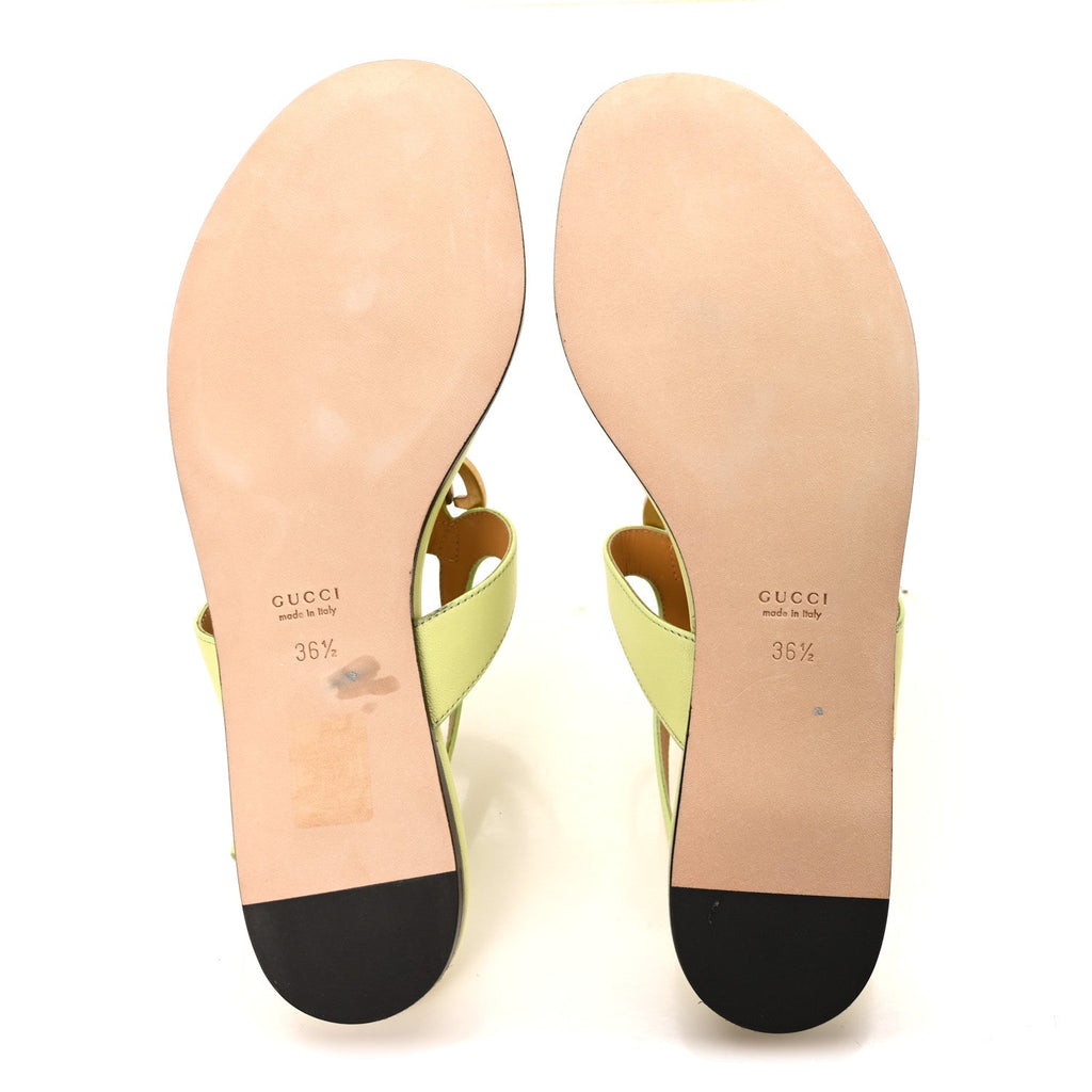 Calfskin Double G Thong Flat Sandals 36.5 Pistachio Green