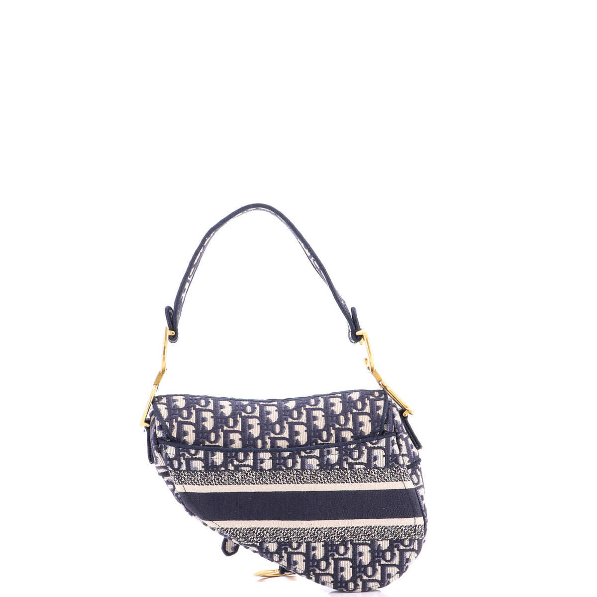 Saddle Handbag Logo Embroidered Oblique Canvas Medium