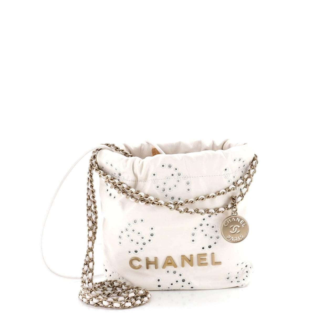22 Chain Hobo CC Eyelet Embroidered Calfskin Mini
