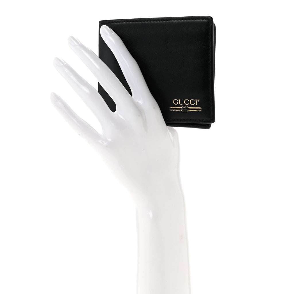 Plutone Calfskin Logo Bi-Fold Wallet Black