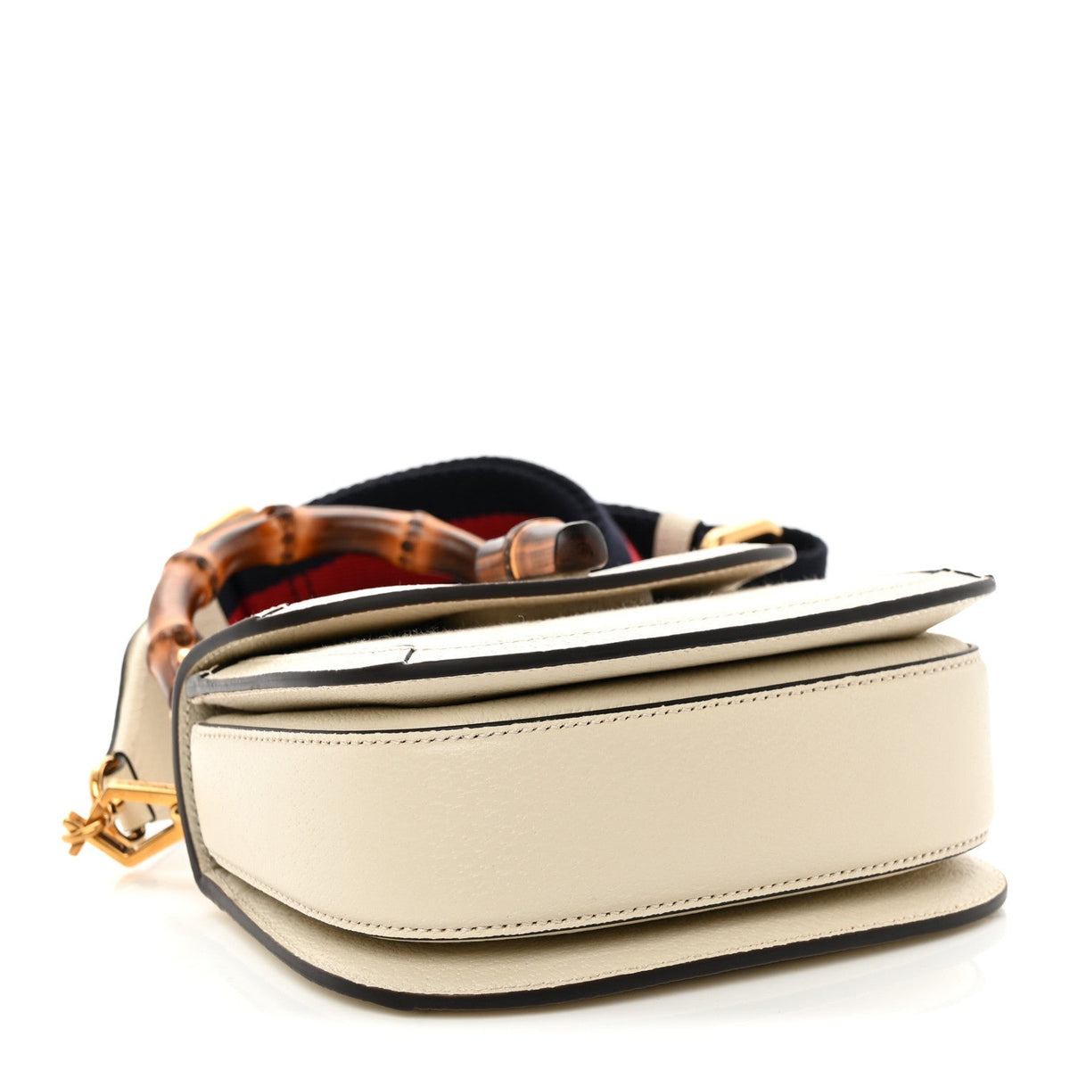 Monogram Jumbo GG Textured Dollar Calfskin Web Mini Bamboo 1947 Top Handle Bag Off White