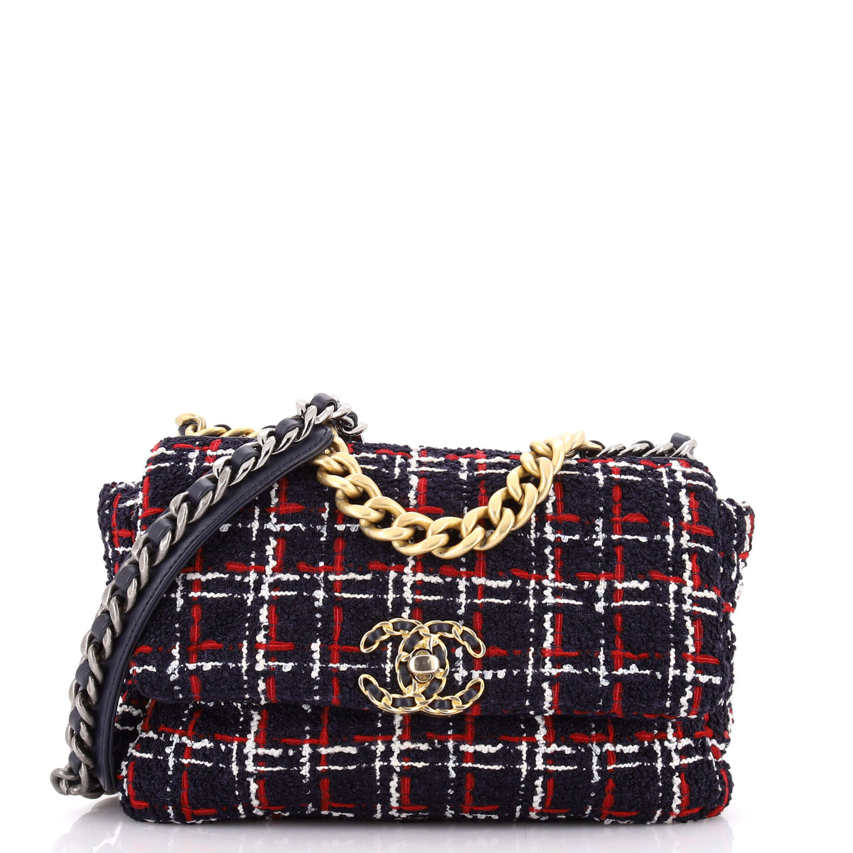 19 Flap Bag Quilted Tweed Medium