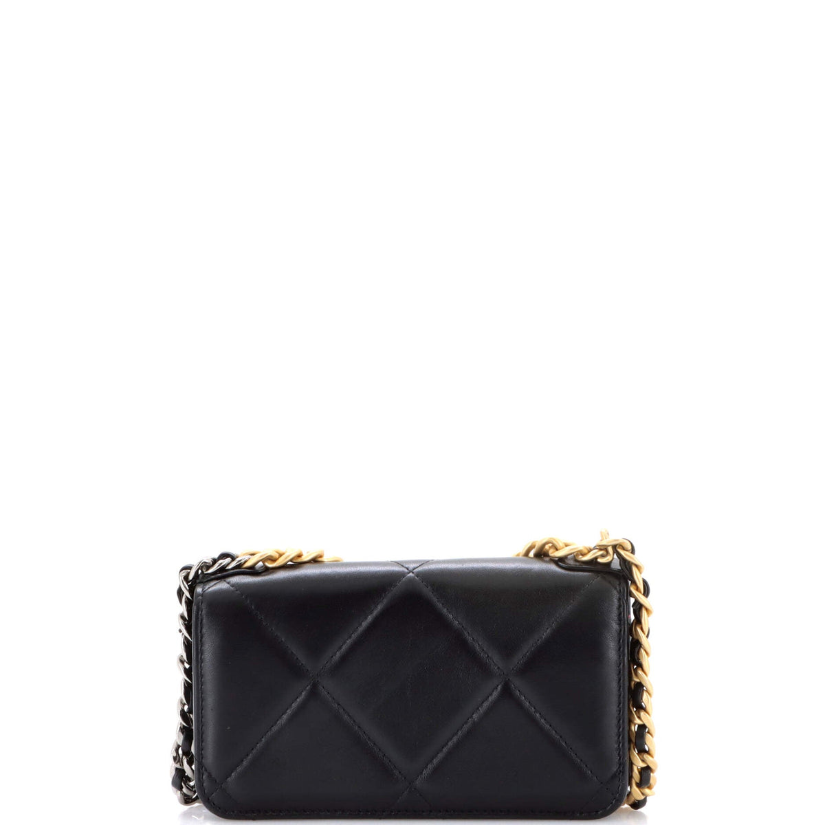 19 Flap Phone Holder with Chain Quilted Lambskin
