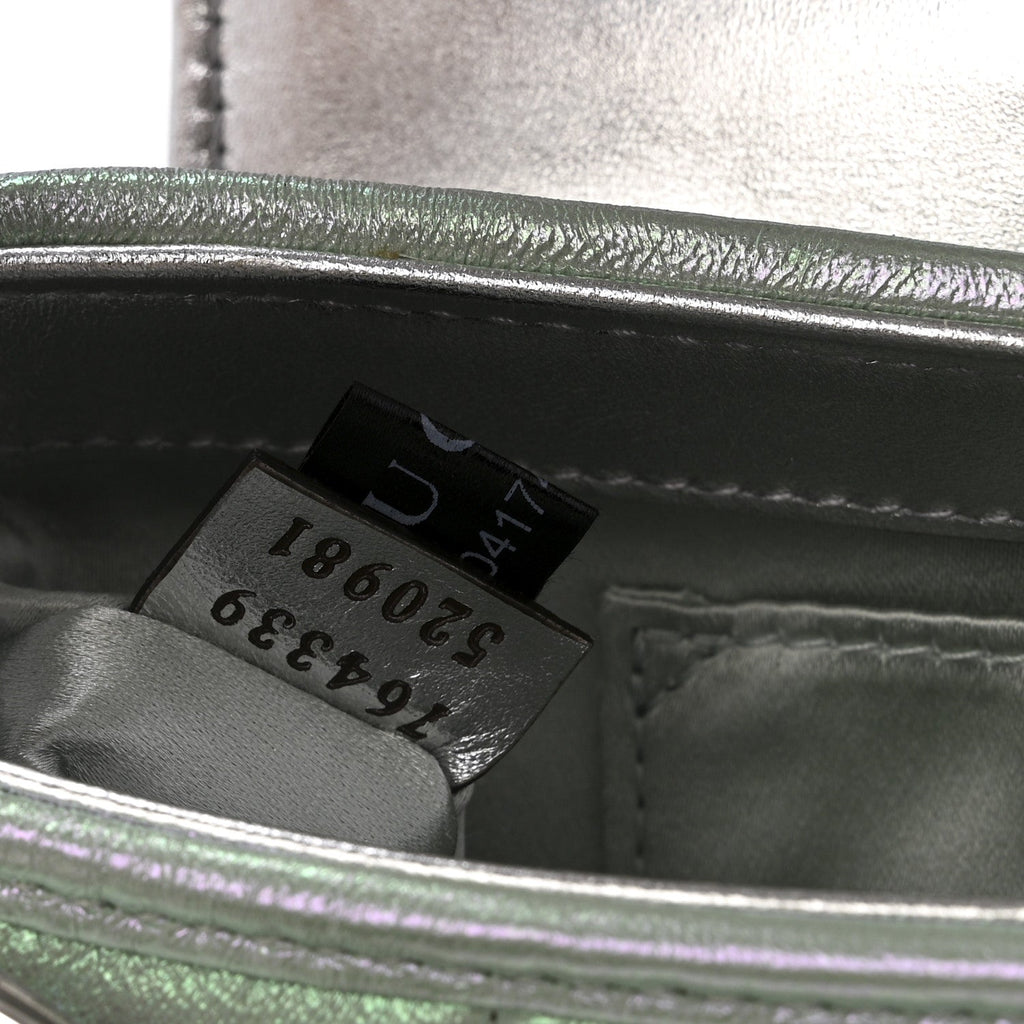 Iridescent Nappa Vertical Matelasse Small Maxi Horsebit Chain Shoulder Bag Iridescent Salvy Green