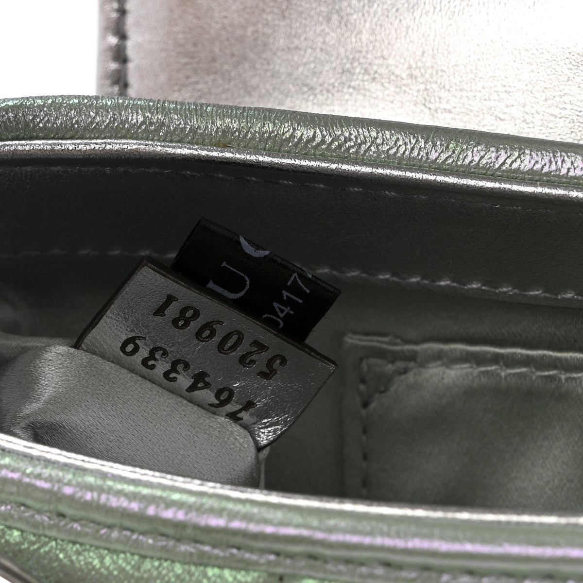 Iridescent Nappa Vertical Matelasse Small Maxi Horsebit Chain Shoulder Bag Iridescent Salvy Green