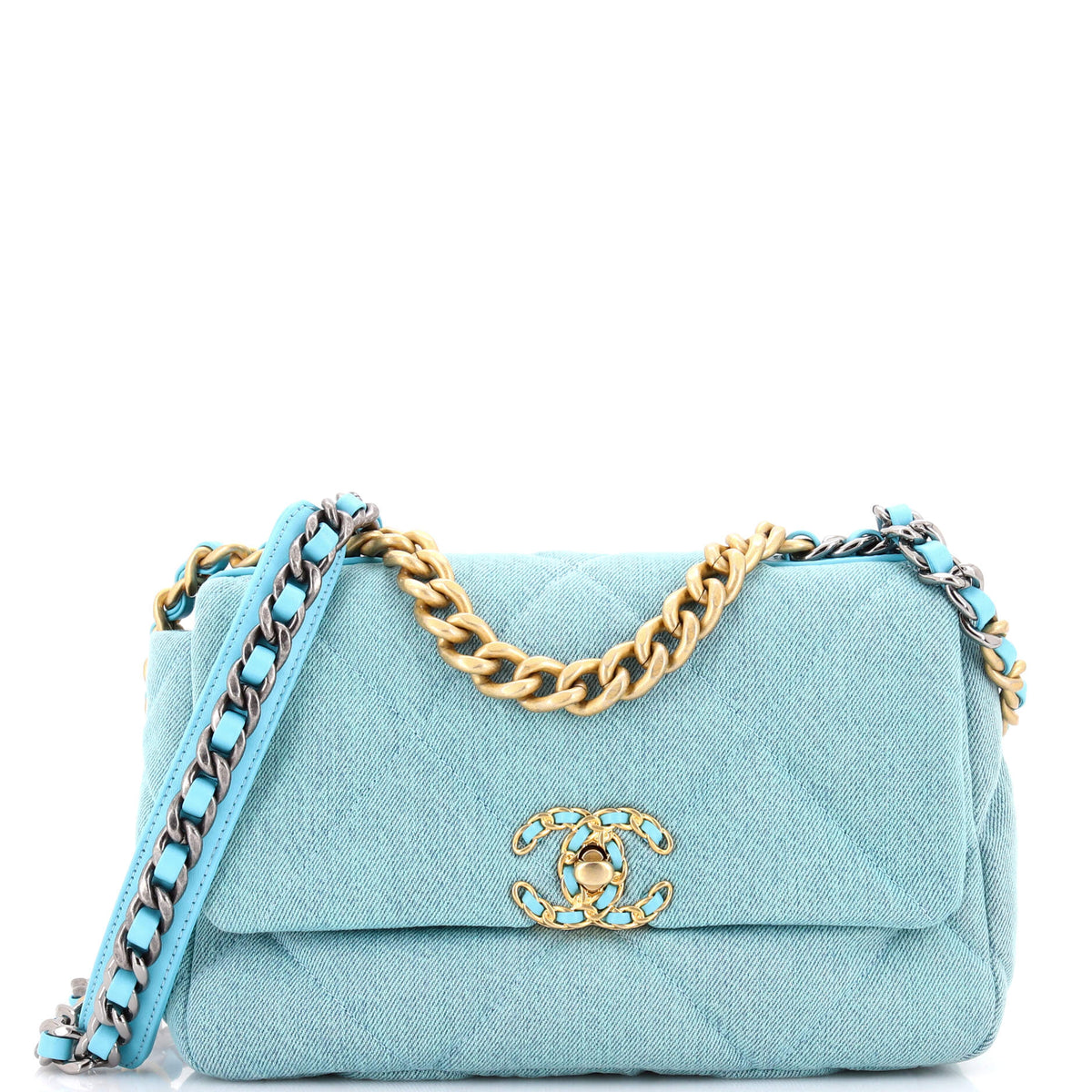 19 Flap Bag Quilted Denim Medium