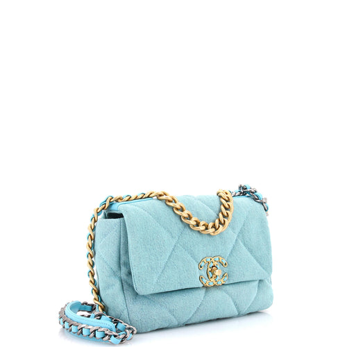 19 Flap Bag Quilted Denim Medium