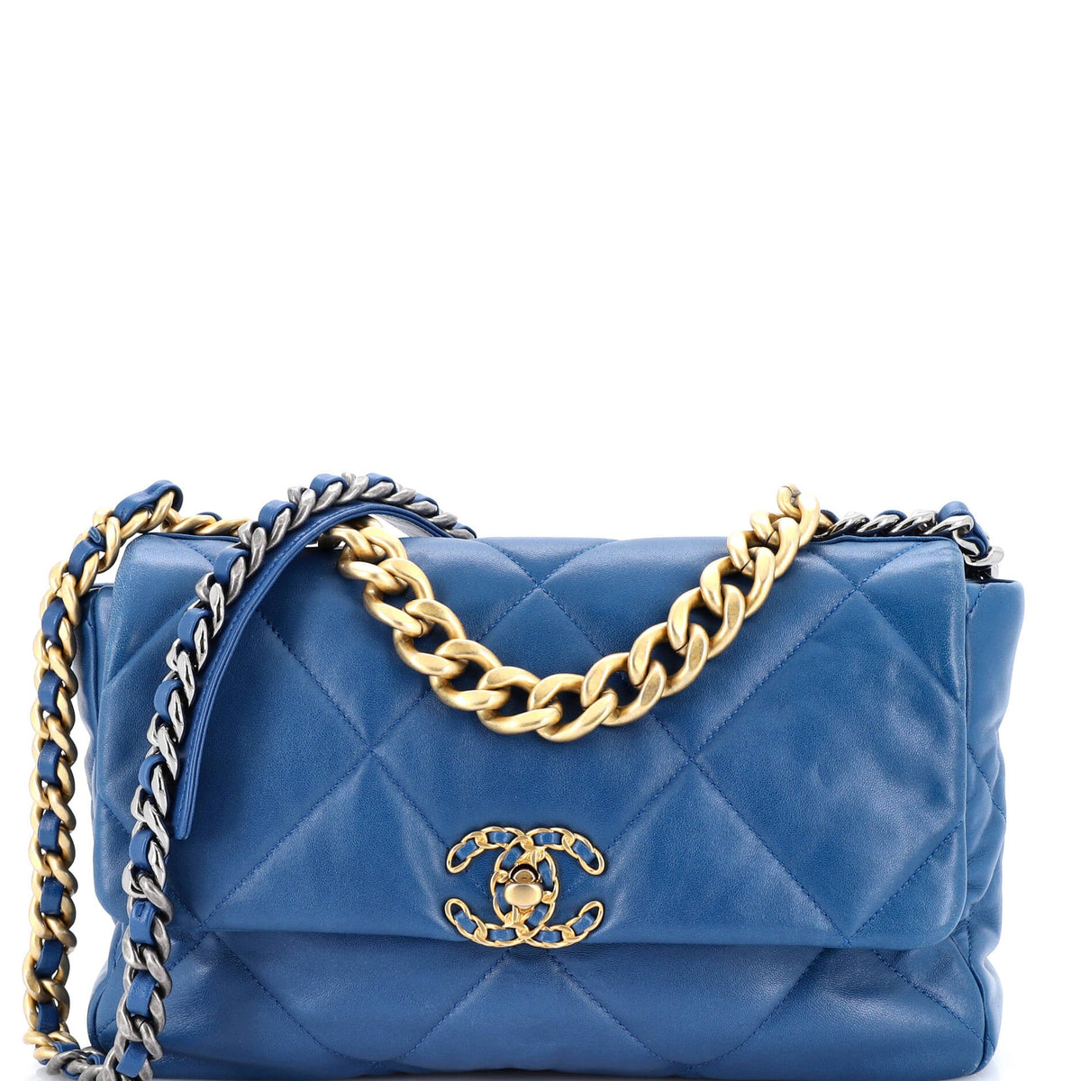 19 Flap Bag Quilted Leather Large