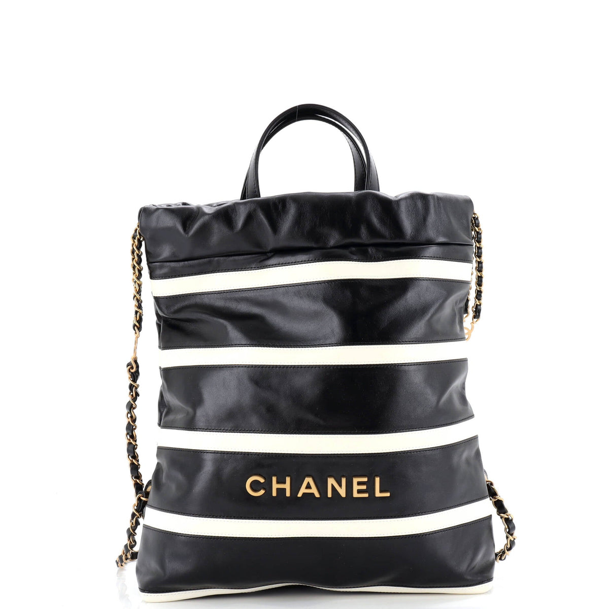 22 Chain Backpack Striped Shiny Calfskin Medium
