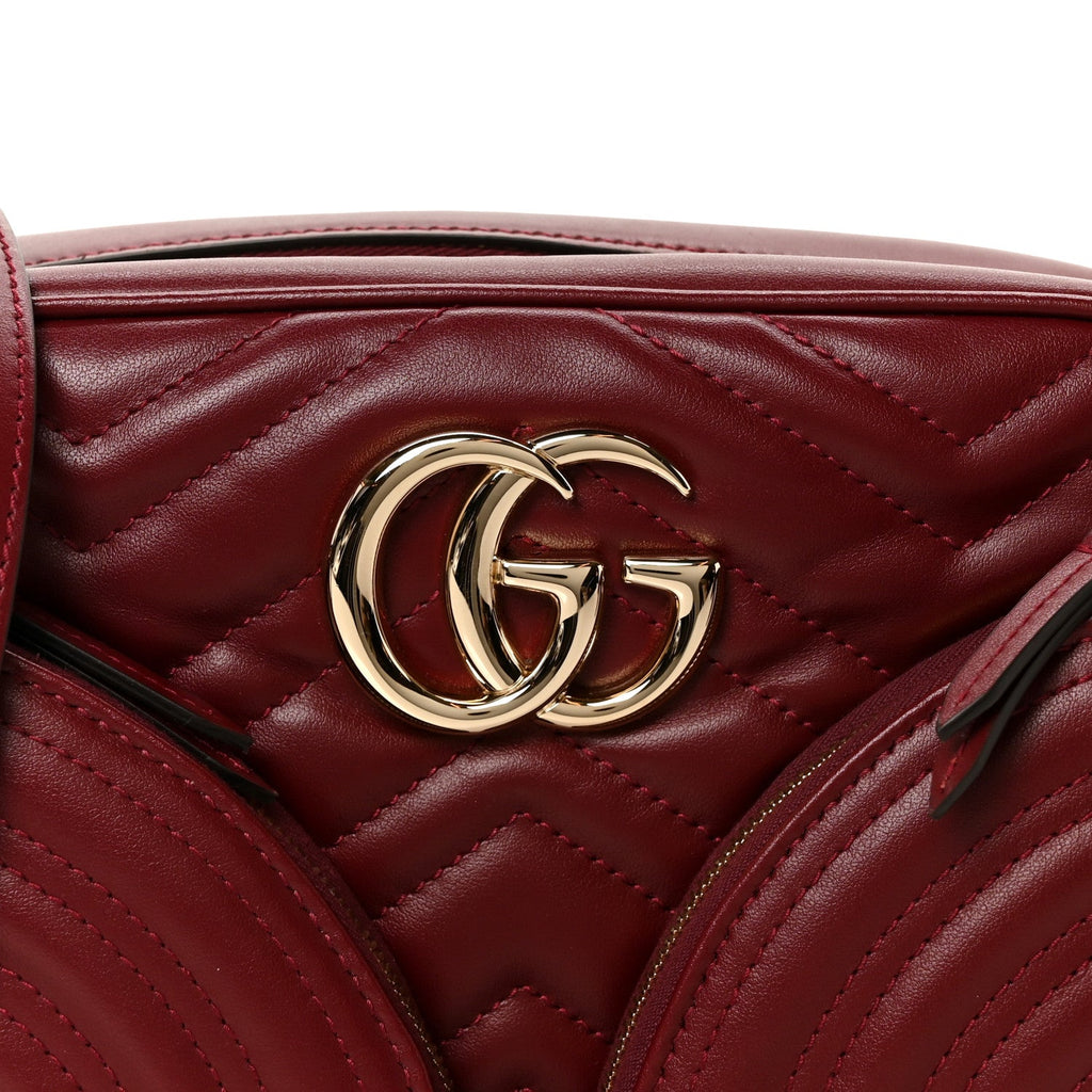 Calfskin Matelasse Small GG Marmont 2.0 Shoulder Bag Rosso Ancora
