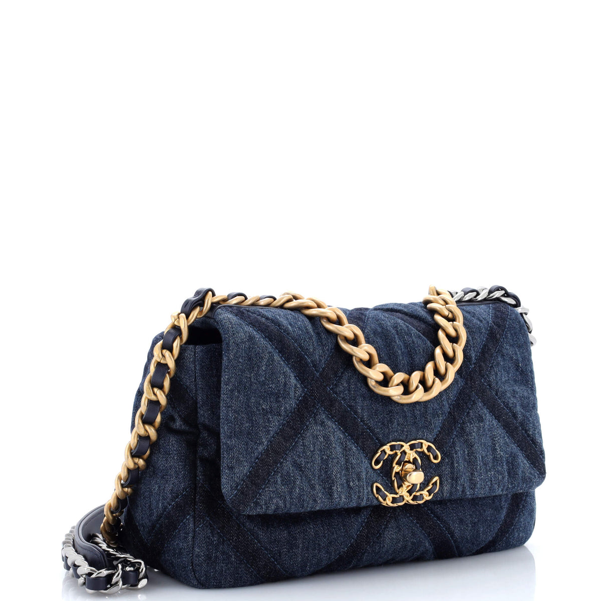 19 Flap Bag Quilted Denim Medium