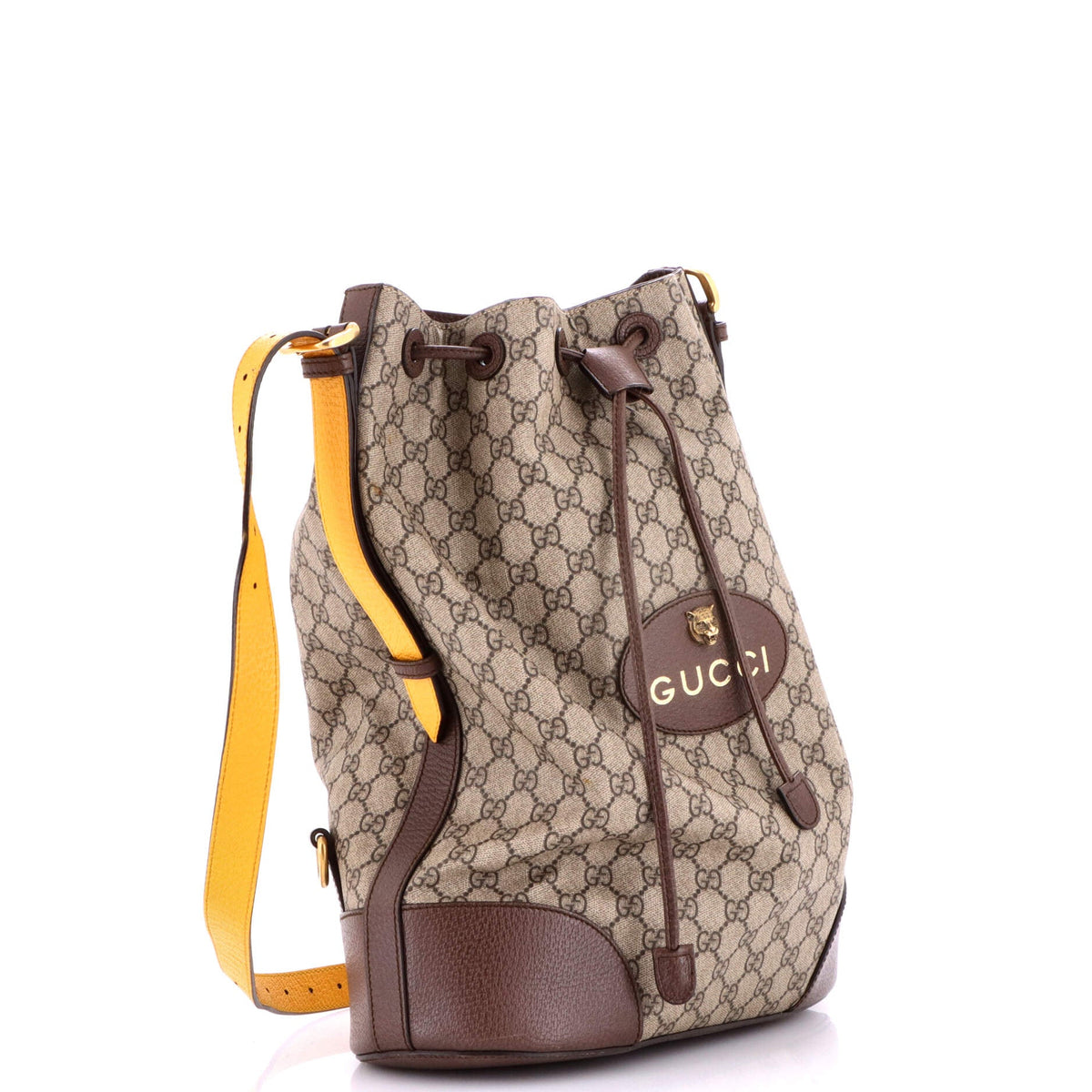 Neo Vintage Drawstring Bucket Backpack GG Coated Canvas Large