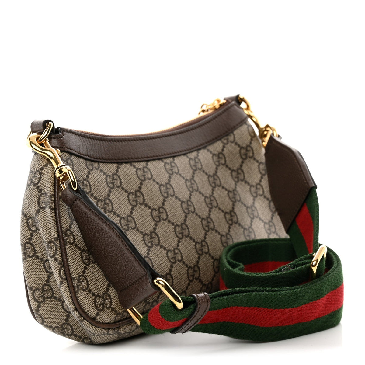 GG Supreme Monogram Textured Dollar Calfskin Web Small Ophidia GG Handbag Beige Ebony New Acero