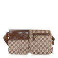 GG Monogram Web Double Pocket Belt Bag Ebony