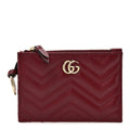 Lambskin Matelasse GG Marmont Zip Key Pouch Rosso Ancora