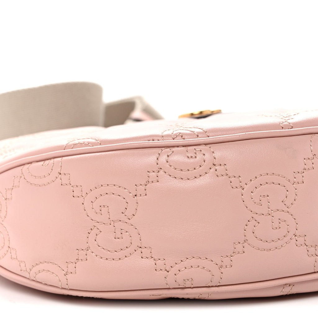 Calfskin GG Matelasse Small Hobo Shoulder Bag Perfect Pink Natural