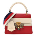 Calfskin Sylvie Web Small Queen Margaret Top Handle Bag Hibiscus Red Mystic White