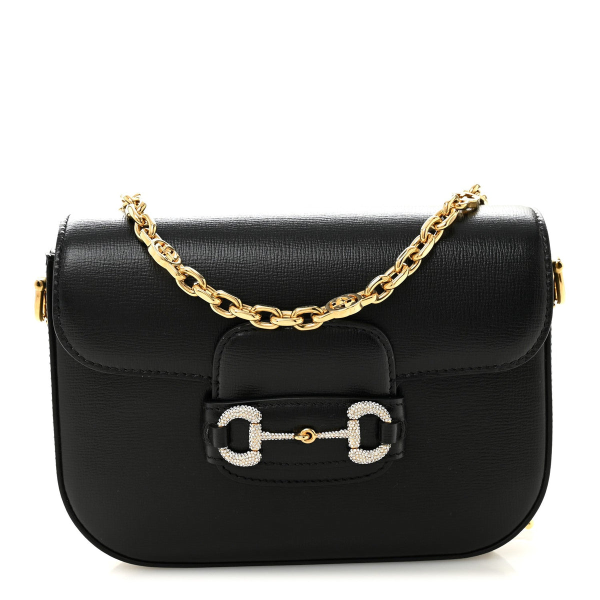 Azalea Calfskin Mini Crystal Horsebit 1955 Shoulder Bag Black