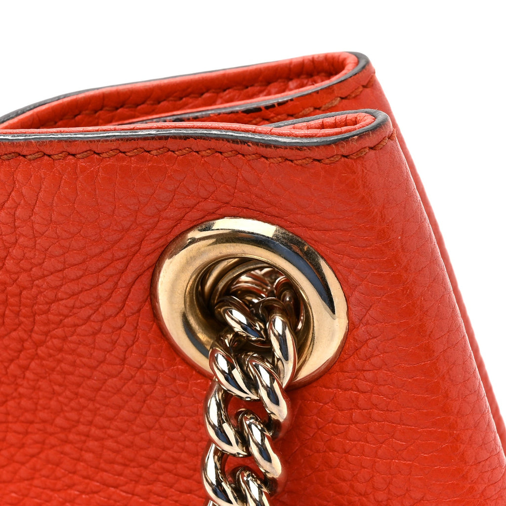 Pebbled Calfskin Medium Soho Chain Shoulder Bag Sun Orange
