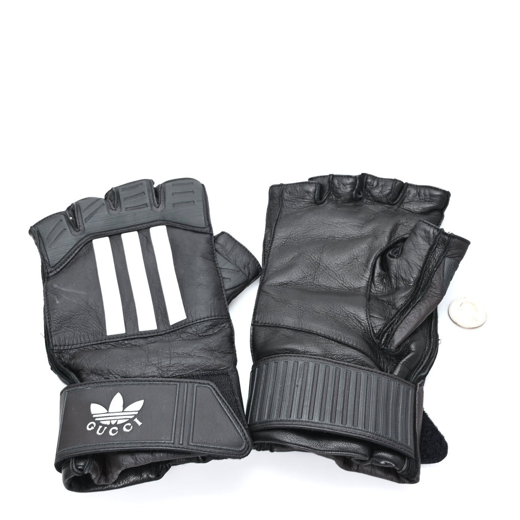 X ADIDAS Nappa Fingerless Short Gloves 8.5 S Black