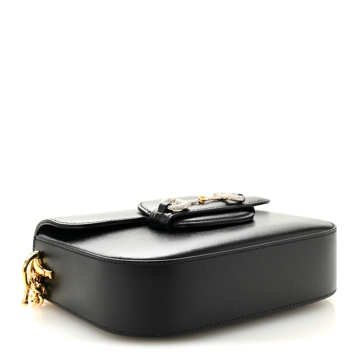 Azalea Calfskin Mini Crystal Horsebit 1955 Shoulder Bag Black