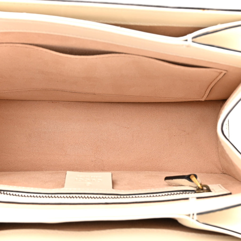 Calfskin Sylvie Web Small Queen Margaret Top Handle Bag White