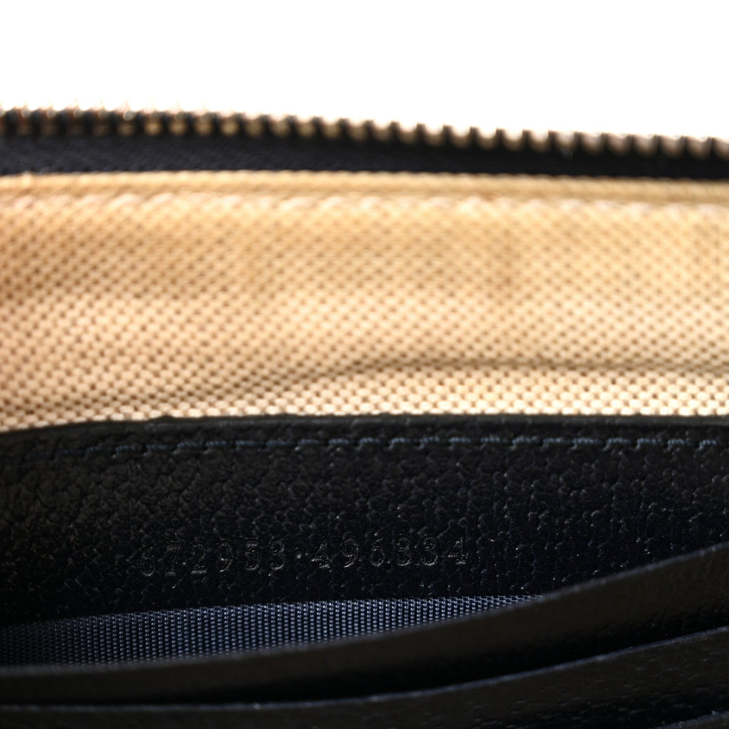 GG Supreme Monogram Textured Dollar Calfskin Retro Interlocking G Wristlet Pouch Beige Blue
