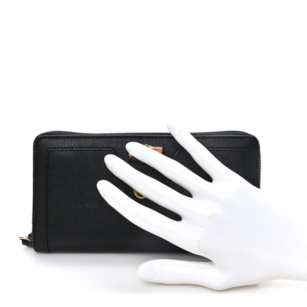Wonka Grain Calfskin Diana Continental Wallet Black Black