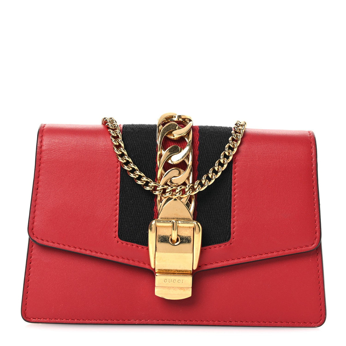 Calfskin Super Mini Sylvie Chain Shoulder Bag Hibiscus Red