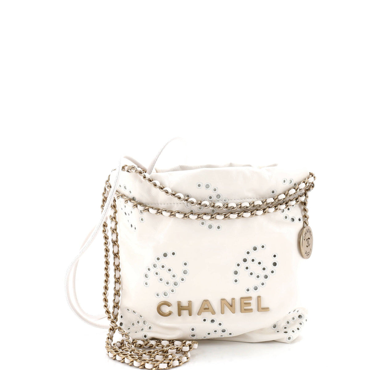 22 Chain Hobo CC Eyelet Embroidered Calfskin Mini