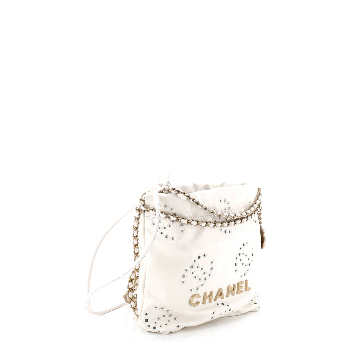 22 Chain Hobo CC Eyelet Embroidered Calfskin Mini