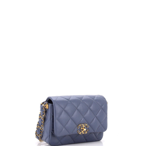 19 Braided Strap Flap Bag Quilted Aged Calfskin Small