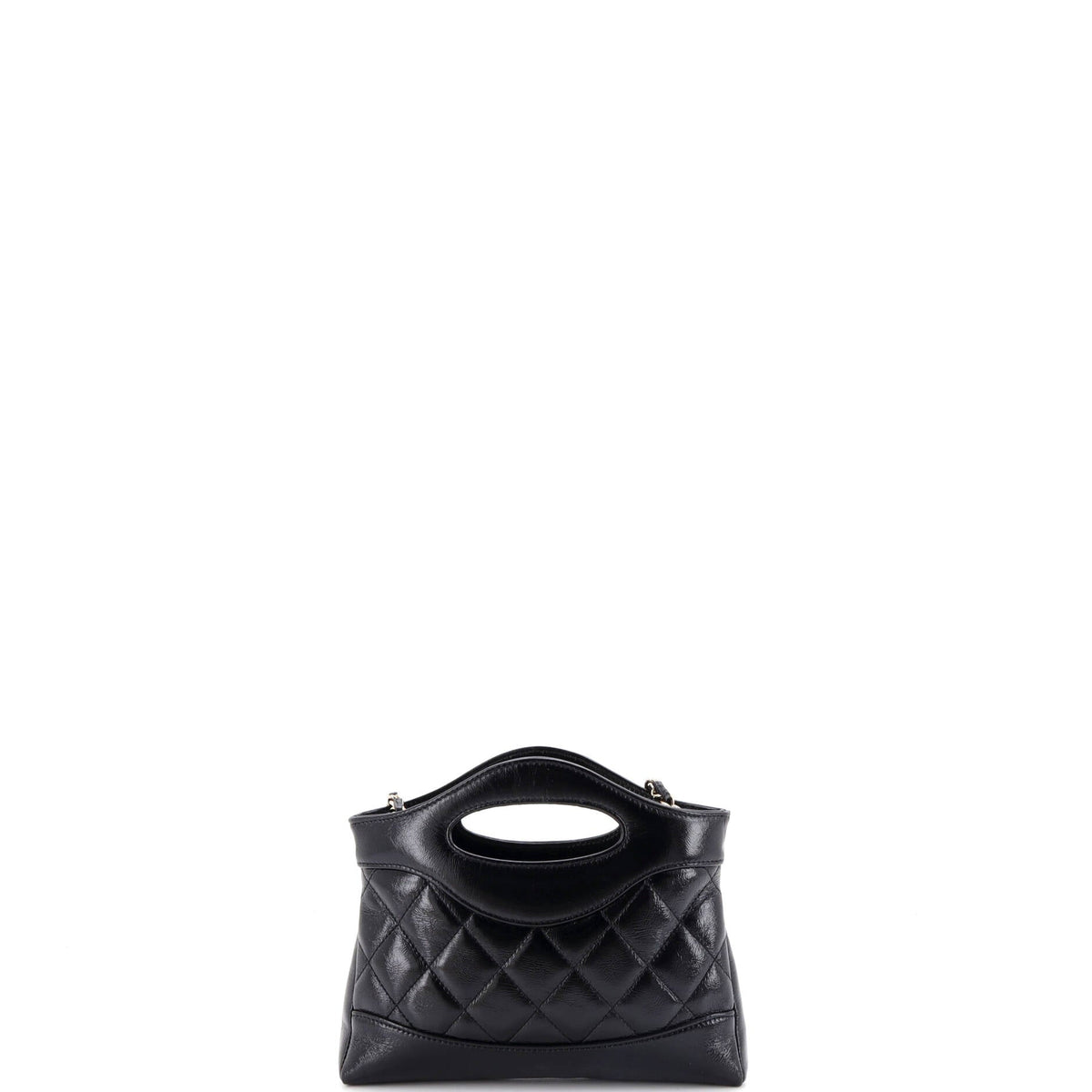 31 Shopping Bag Clutch with Chain Quilted Shiny Crumpled Calfskin Small