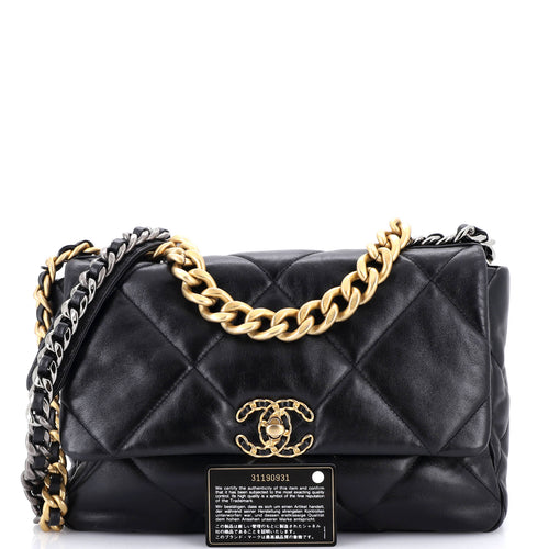 19 Flap Bag Quilted Leather Large