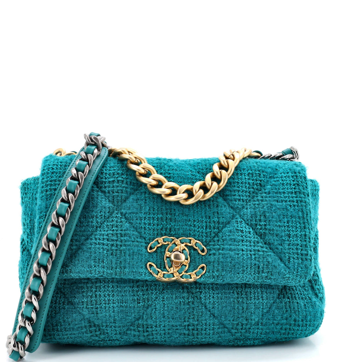19 Flap Bag Quilted Tweed Medium