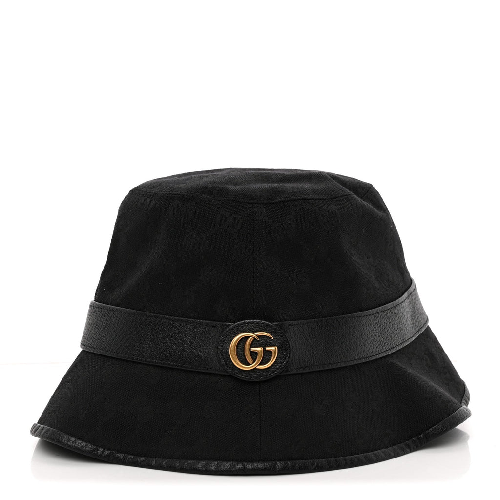 Monogram Textured Dollar Calfskin GG Jago Bucket Hat XL Black