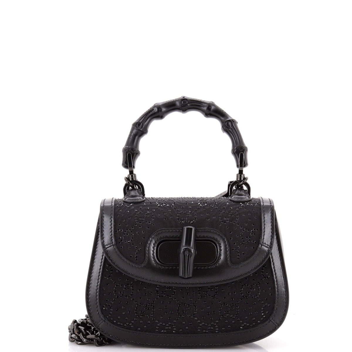 Bamboo 1947 Top Handle Bag Crystal Embellished GG Canvas Mini