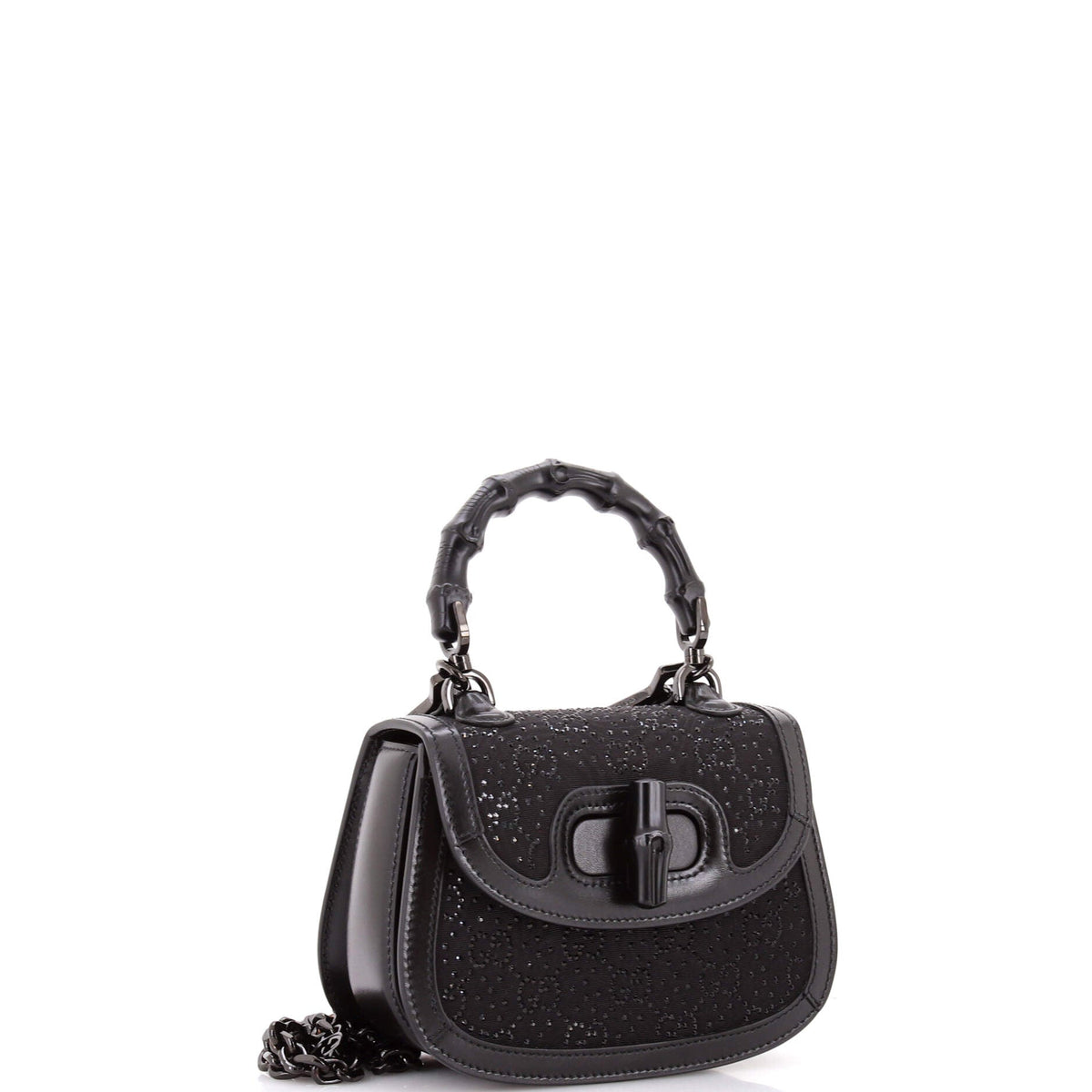 Bamboo 1947 Top Handle Bag Crystal Embellished GG Canvas Mini