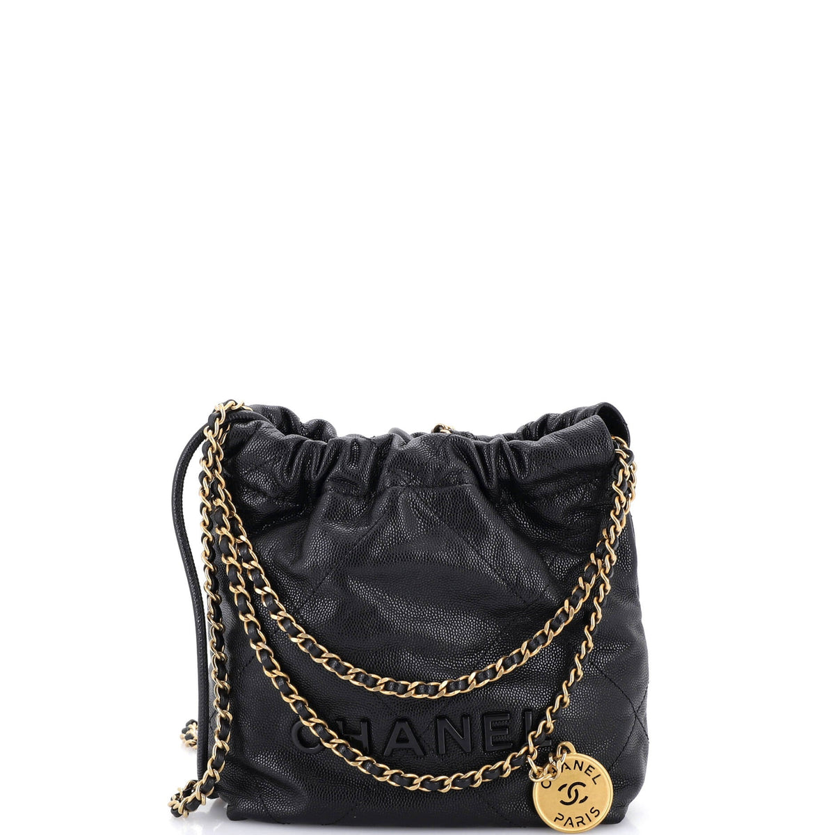 22 Chain Hobo Quilted Caviar Mini