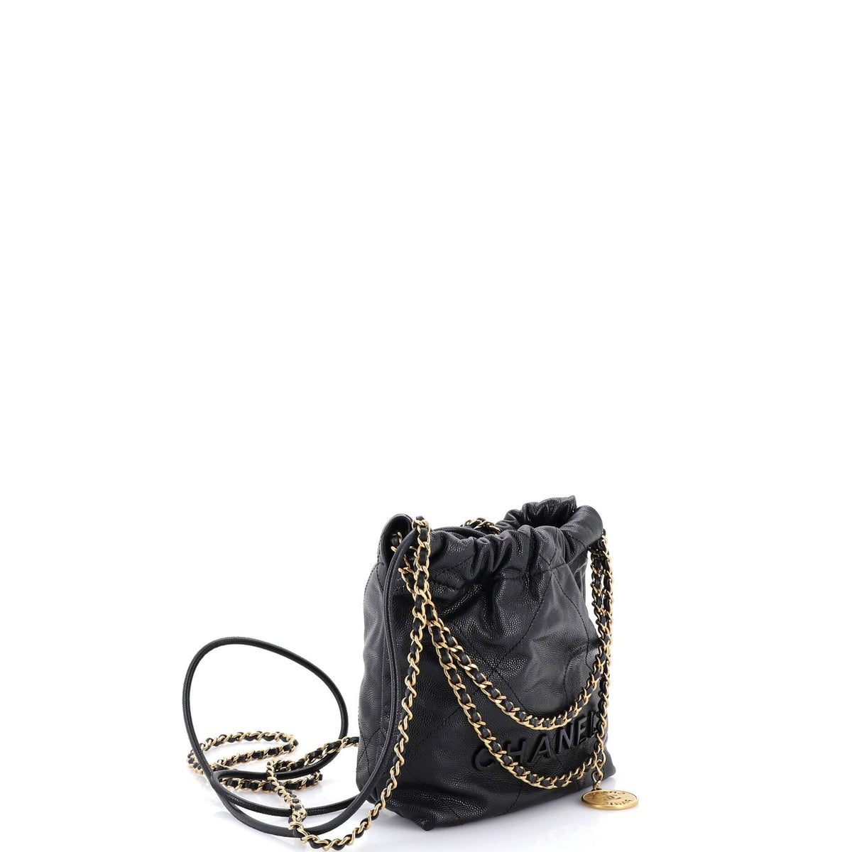 22 Chain Hobo Quilted Caviar Mini