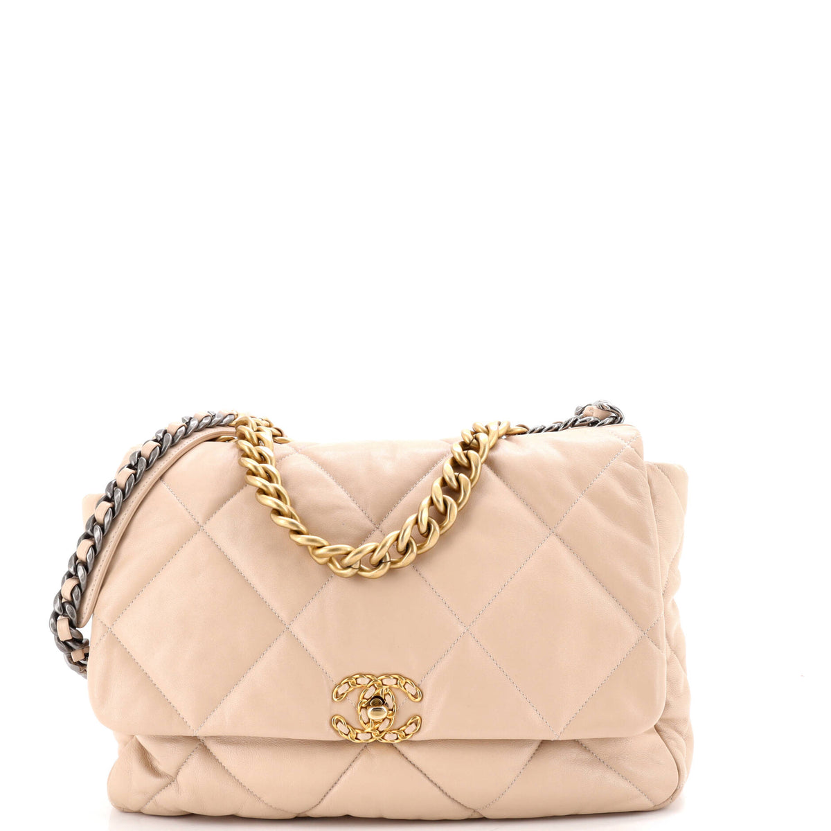 19 Flap Bag Quilted Leather Large