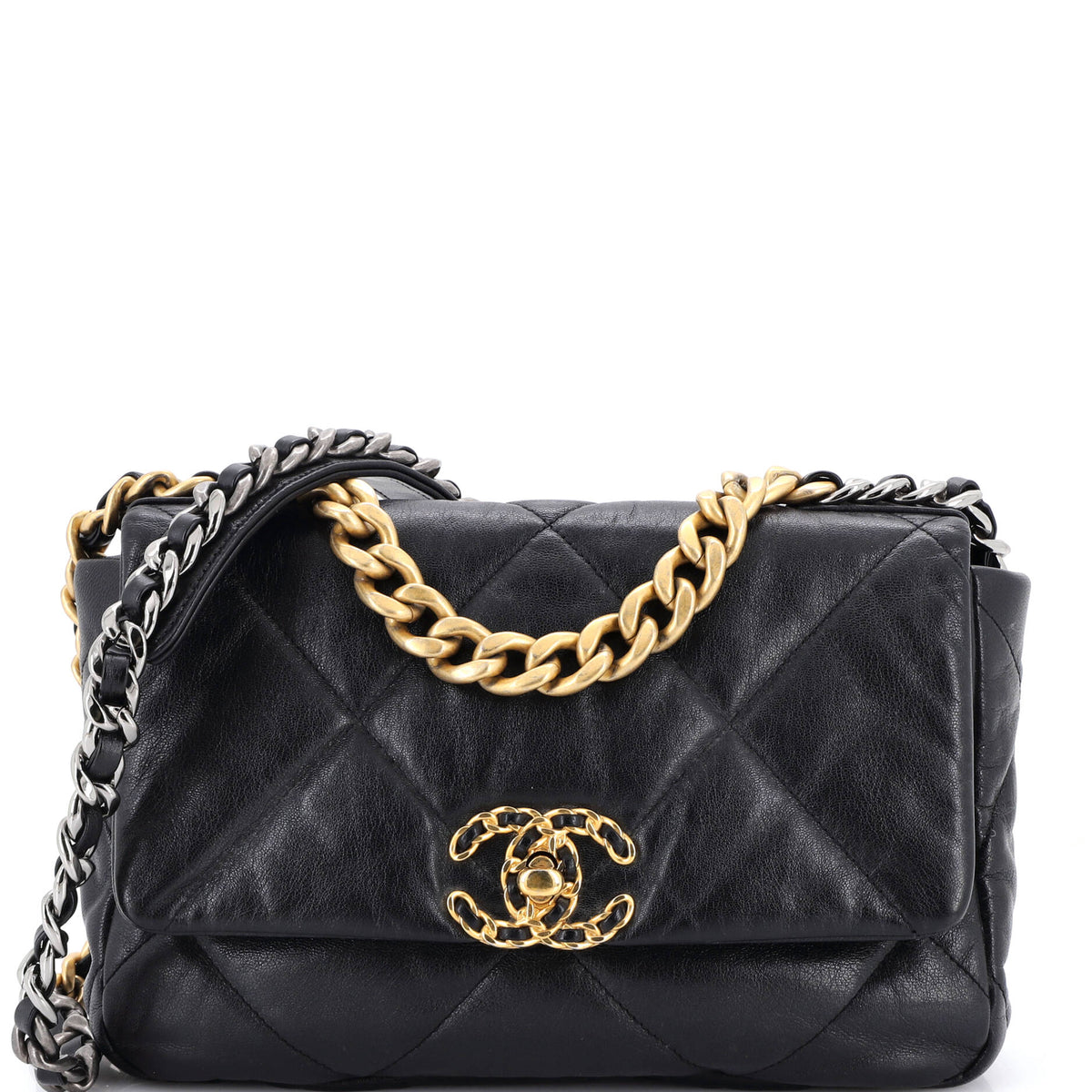 19 Flap Bag Quilted Leather Medium