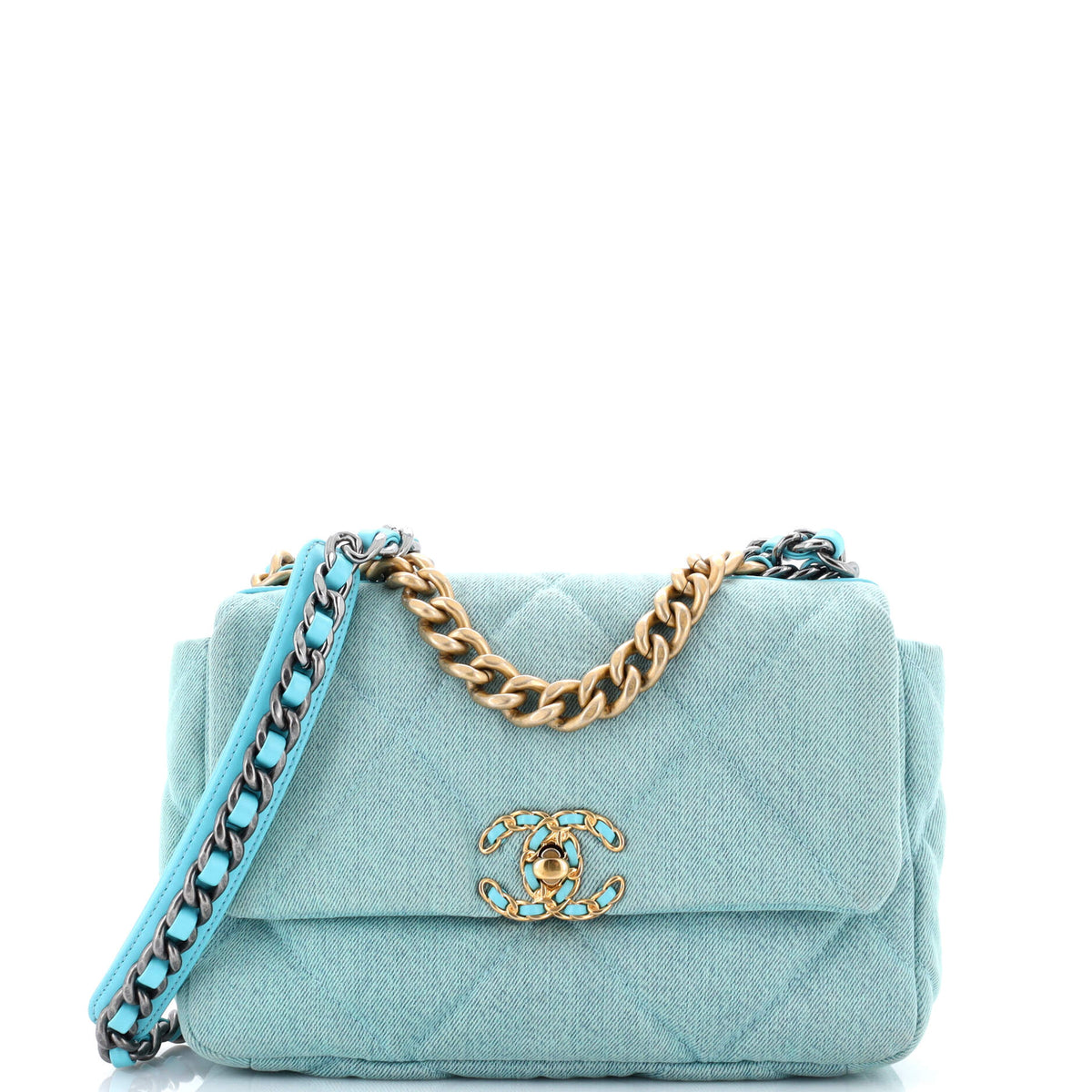 19 Flap Bag Quilted Denim Medium