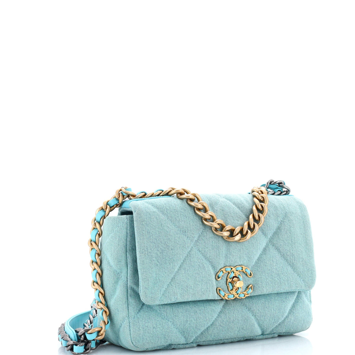 19 Flap Bag Quilted Denim Medium