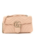 Lambskin Matelasse Small GG Marmont Shoulder Bag Pink Beige