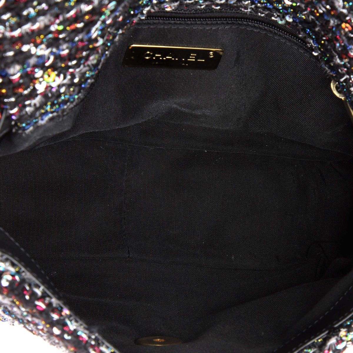 19 Flap Bag Quilted Tweed and Sequins Medium