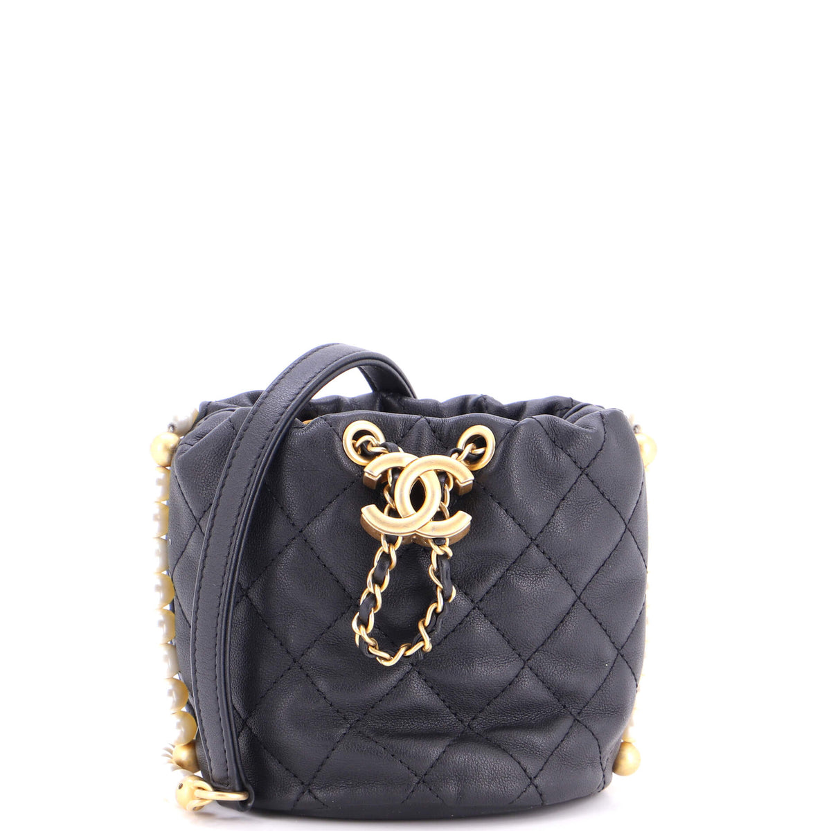 About Pearls Bucket Bag Quilted Calfskin Mini