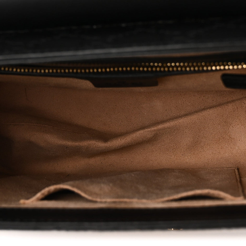 Guccissima Signature Small Padlock Top Handle Bag Black Black