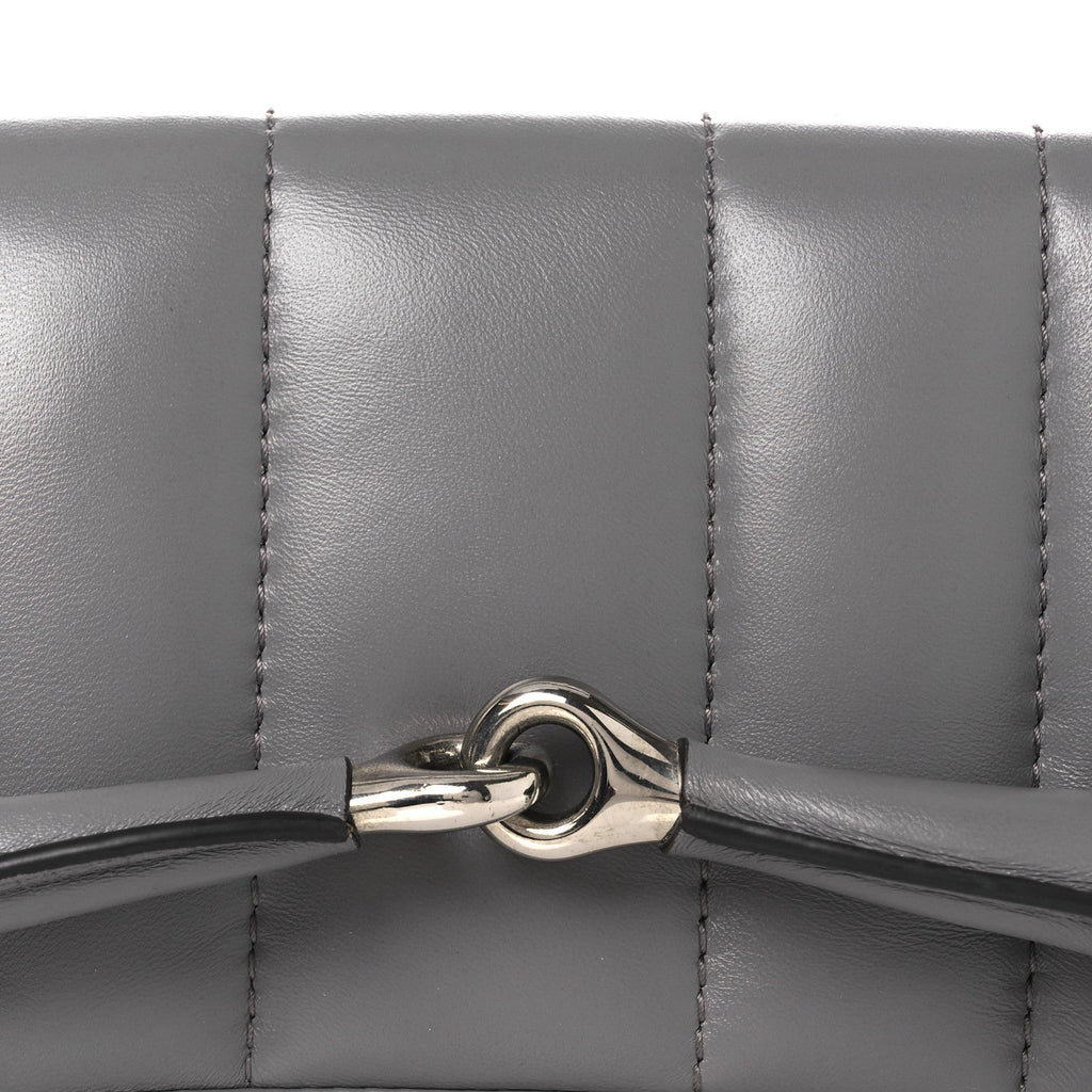 Nappa Vertical Matelasse Medium Maxi Horsebit Chain Shoulder Bag Grey