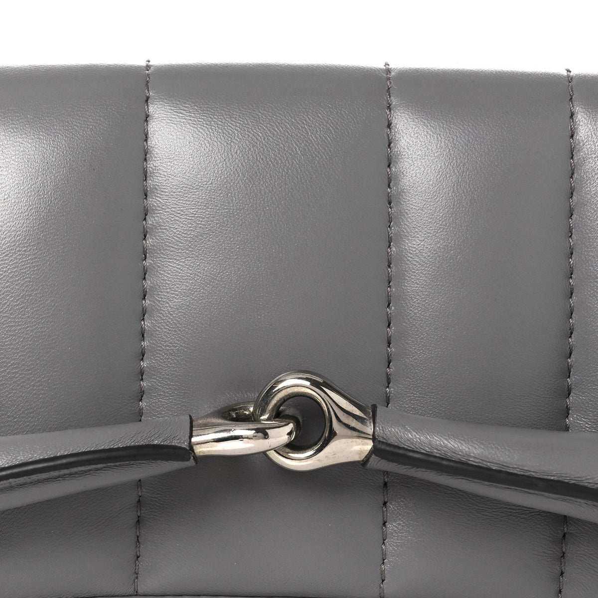 Nappa Vertical Matelasse Medium Maxi Horsebit Chain Shoulder Bag Grey